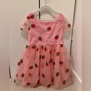 Lola + The Boys Girl's Strawberry Sequined Tulle Dress